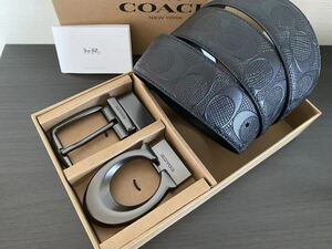 COACH コーチ　新品　リバーシブル　社会人　紳士　ビジネス　フリーサイズ　メンズベルト　シグネチャー　レザー