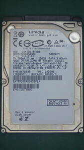 Hitachi 2.5インチHDD SATA HCC545050B9A300 500GB 動作確認済(500034)