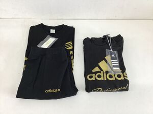 ●営KW407-100【新品まとめ】adidas アディダス スウェットパーカー 黒色 / 半袖シャツ 短パン 上下セットアップ ウエスト83～89 黒色