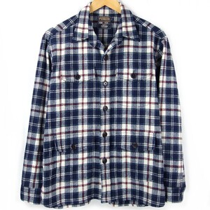 ■NEWYORKER ニューヨーカー × PENDLETON ペンドルトン / 日本製 / メンズ / ネイビー ウール チェック ネルシャツ size M / トップス