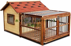 超人気☆犬小屋 犬 別荘 飼育ケージ 小動物ケージ 組立式 松の木 室外 木製 防腐材 大型犬用 118*90*154cm