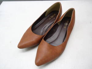 in halves/イン ハービス■LL(24.0cm～24.5cm)■ローヒール プレーン パンプス■BROWN/ブラウン/茶色■#20513MK166_24