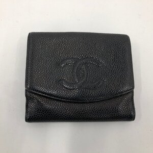 CHANEL シャネル キャビアスキン ココマーク 二つ折り財布 7691652【CLAQ6051】