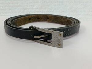 13878-04★エルメス/HERMES バングル レザー 革ブレスレット ブラック アクセサリー シルバー金具★