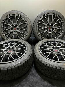 245/40R18 DUNLOP/WINTER MAXX WM02 18年製 スバル WRX 純正 STi 18インチ 8.5J ＋55 114.3 5H スタッドレス 4本 (1-F245)