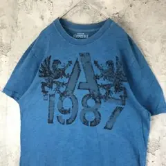 Q1068古着　Tシャツ ブルー　90s Y2K