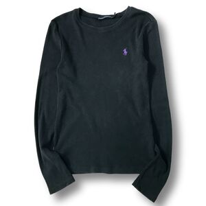 《良品◎》RALPH LAUREN ラルフローレン★ワンポイント*長袖Tシャツ*カットソー*ブラック*サイズM(MA7409)◆S60