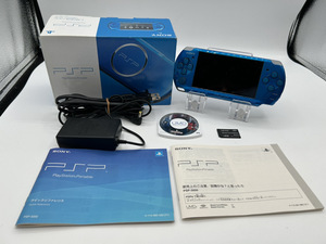 6944-05★初期化済♪SONY PSP PlayStation Portable PSP-3000 ブルー/PSPソフト「鉄拳6」/箱付き/取扱説明書付き★