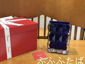 極美品★バカラ Baccarat louxor クリスタルガラス 花瓶 ルクソール ネイビー　箱付き