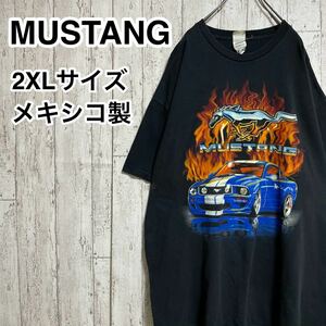 ☆送料無料☆ MUSTANG マスタング アメ車 半袖Tシャツ 2XLサイズ プリント ビッグサイズ メキシコ製