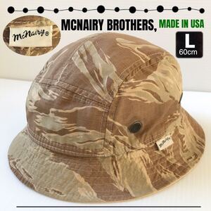 マクナリーブラザーズ/MCNAIRY BROTHERS★シップス別注★USA製★アウトドア/バケハ/バケットハット★リップストップコットン★カモ柄★L