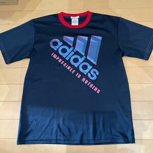 送料込みadidas アディダス　半袖ドライTシャツ CLIMALITE 160cm 紺色×赤　送料無料