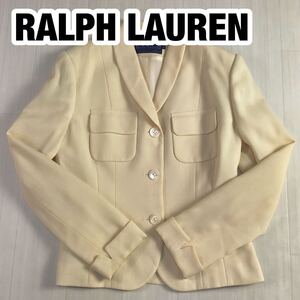 RALPH LAUREN ラルフローレン テーラードジャケット 7 アイボリー シングル 上着 肩パッド有