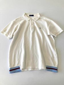 ゆうパケットOK FRED PERRY フレッドペリー F1627 鹿の子 ヘム リブ ピケ ポロシャツ sizeM/アイボリー■◆