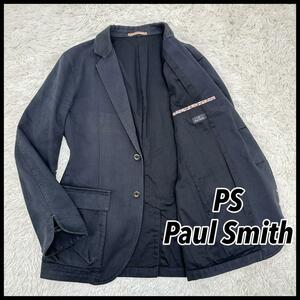 【人気モデル】PS PaulSmith ピーエスポールスミス マルチストライプ デニム調 テーラードジャケット ブレザー 花柄 L メンズ ブラック