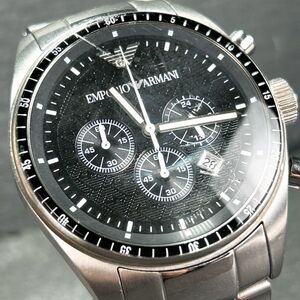 EMPORIO ARMANI エンポリオアルマーニ AR-0585 腕時計 クオーツ アナログ クロノグラフ カレンダー ブラック文字盤 メンズ 新品電池交換済