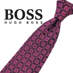 677/ 美品 HUGO BOSS ヒューゴボス 中古 ネクタイ パターン柄 ネコポス可