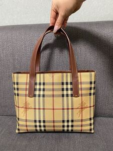 BURBERRY バーバリー ハンドバッグ トートバッグ ノバチェック PVC チェック レディース ブラウン ベージュ カバン 1円〜 Bag