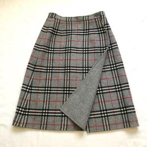 バーバリーズ　ヴィンテージ　リバーシブル　ラップスカート　ノバチェック　グレー　Burberrys vintage grey skirt