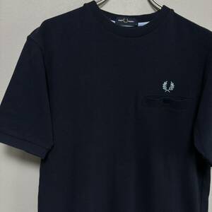 FRED PERRY フレッドペリー Tシャツ Tshirt 鹿子シャツ 紺 ポケット マーク水色 ポケットシャツ