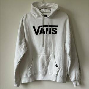 ★U■VANS バンズ メンズ スウェット パーカー Lサイズ 白 綿100% ビッグロゴプリント フーディー プルオーバーパーカー 長袖 裏起毛