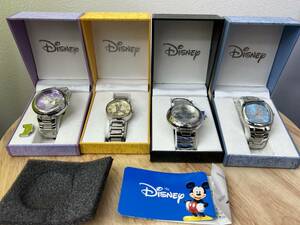 【1円】Disney（ディズニー）腕時計 4本まとめ ミッキーマウス ミニー アナログ クオーツ 3針 メタルバンド シルバー ラウンド 電池切れ