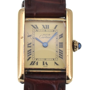 カルティエ CARTIER 5057001 マストタンク SM SV925(GP)/レザー クォーツ レディース 良品 O#134812