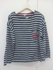 ◇ TOMMY HILFIGER ボートネック ボーダー 長袖 Tシャツ カットソー サイズ M ネイビー ホワイト レディース P