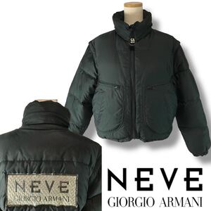 v94 GIORGIO ARMANI NEVE ジョルジオ アルマーニ ネーヴェ ダウンジャケット ダウンベスト アウター ショート丈 黒 42 正規品 イタリア製