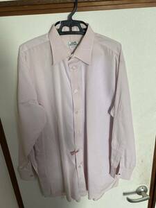 エルメス長袖シャツ H織り柄 表記43/17 ピンク 国内正規品 実寸サイズはXLの大きめ位あります。