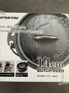 キャプテンスタッグ(CAPTAIN STAG) キャンプ バーベキュー ダッチオーブン 鉄鋳物 シーズニング不要14cm・容量0.7L