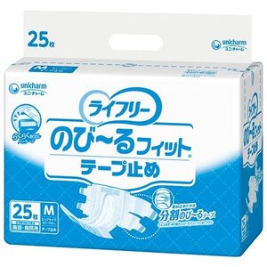 （ケース販売）ライフリー のびーるフィット テープ止め Mサイズ／25枚入×4袋（ユニ・チャーム）約2回分吸収 52423