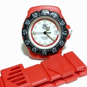 1円【稼働品】未使用・純正ベルト付 TAG HEUER タグホイヤー フォーミュラ1 F1 385.513/1 メンズ・ボーイズ ホワイト レッド Kith Tokyo