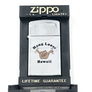 ■未使用品■ZIPPO ジッポー　オイルライター　Hang Loose Hawaii ハワイ　USA製　XIV シルバーカラー　裏面シール付き　箱付き