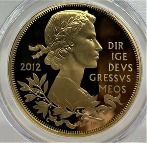 【至高のヤングヤング!】2012 イギリス 銀貨 PCGS PR69 DCAM 5ポンド ギルト 金メッキ エリザベス2世 即位60周年 大人気 準最高鑑定 モダン