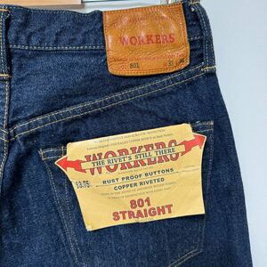 新品 未着用 フラッシャー付き ワーカーズ workers k＆th 801 検 501xx レザーパッチ 隠しリベット 裾上げ済み ワンウォッシュTCB