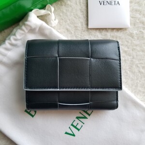 新品 BOTTEGA VENETA ボッテガヴェネタ カセット ファスナー ウォレット 3つ折り財布 インクウェル/ティールウォッシュ 750245V2PN13288