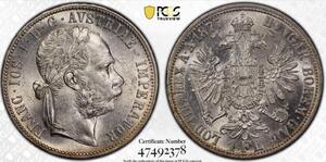 同レベル4枚のみ/PCGS MS61 /1877年/ オーストリア 1フローリン銀貨 フランツ・ヨーゼフ1世 銀貨 外貨 貨幣 コイン アンティークコイン投資