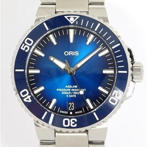 ORIS オリス アクイスデイト キャリバー400 メンズ ブルー文字盤 自動巻き 01 400 7763 4135 中古美品