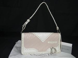 1円 ChristianDior クリスチャンディオール トロッター キャンバス×レザー ワンショルダーバッグ 肩掛け ピンク系×ホワイト系 FD2934