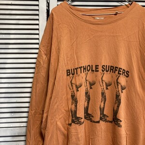 AXRM 1スタ オレンジ バンド Tシャツ 長袖 ロンT バットホールサーファーズ デブ BUTTHOLE SURFERS 90s ビンテージ 古着