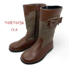 トータス TORTOISE キッズブーツ 17.0 リボン レザー サイドジッパ