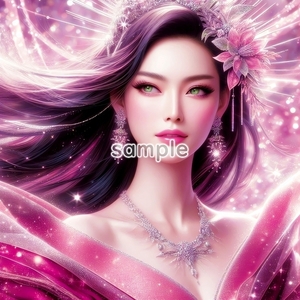 A3 350dpi 美女 マゼンタドレス オリジナル絵イラスト著作権フリー画像素材 60P Beauty magenta dress Original picture image material