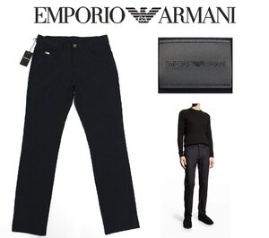 6万新品◆30◆EMPORIO アルマーニ イーグルモチーフプレート付き REGULAR FIT スーパーストレッチナイロンパンツ『J15』紺 1円