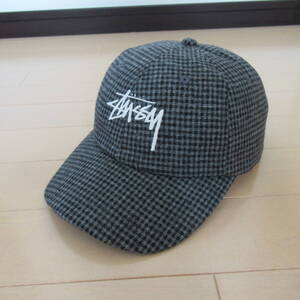 ★即決送込★黒 STUSSY CAP キャップ 帽子 オールド old oldstussy ステューシー トラッカーキャップ 6パネル ウール チェック柄