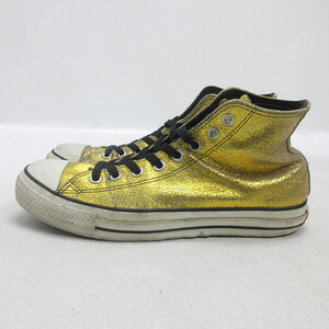 Q■【26.5cm】コンバース/CONVERSE ALL STAR HIゴールドラメ レザースニーカー■金MENS/14【中古】