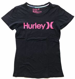 ハーレー ビッグロゴ デカロゴ Tシャツ サーフ ストリート　　スケーター Hurley レディース Mサイズ ブラック 半袖 S/S 玉4139