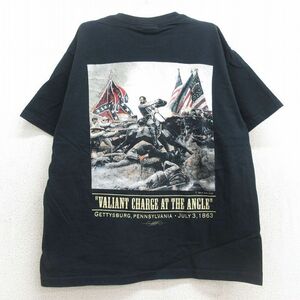 古着 半袖 ビンテージ Tシャツ キッズ ボーイズ 子供服 00s ゲディスバーグの戦い コットン クルーネック 黒 ブラック 24jul30