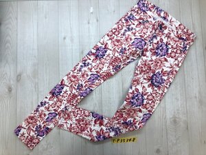 AZUL by moussy アズールバイマウジー レディース 花柄 ストレッチ スキニーパンツ S 白赤紫