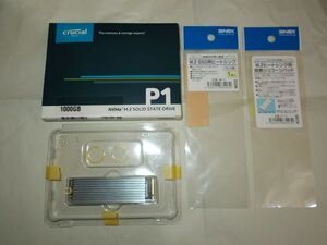 Crucial NVMe M.2 SSD P1 CT1000P1SSD8JP 1TB（サーマルパッド＋ヒートシンク装着済み）